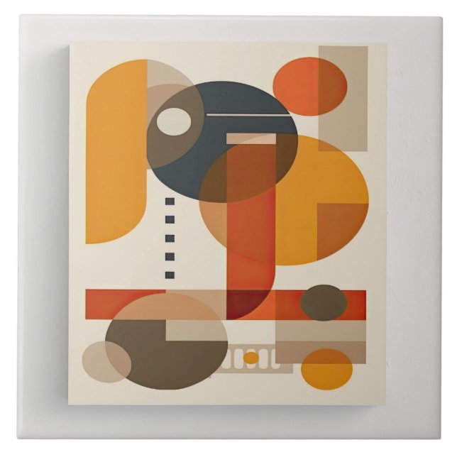 Mid-Century Geometric Mastery No 7 Ceramic Tile (Front)