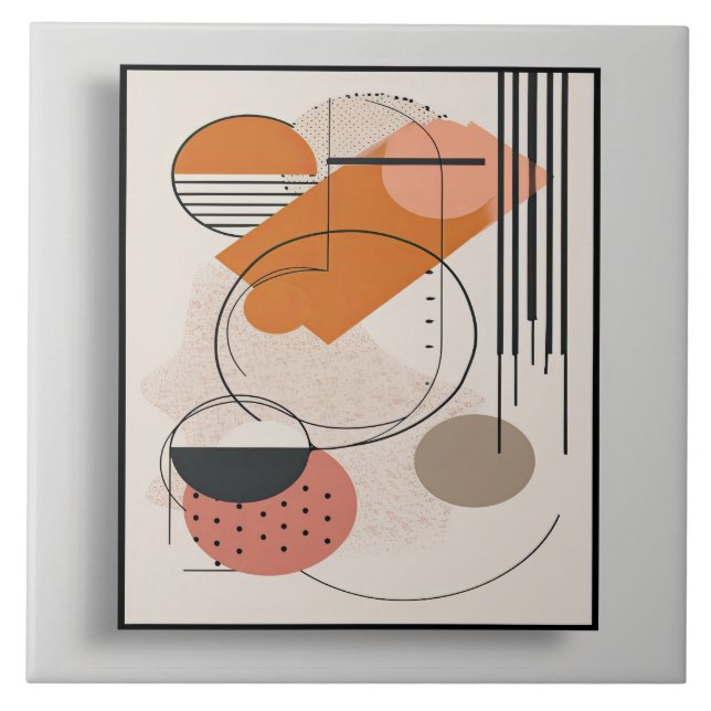 Mid-Century Geometric Mastery No 8 Ceramic Tile (Front)
