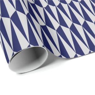 Mid-Century geometric, navy blue and grey Wrapping Paper