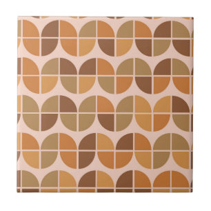 Mid Century Geometric  Orange Brown Pattern Ceramic Tile