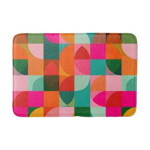 Mid Century Geometric Pattern Colourful Retro Bath Mat