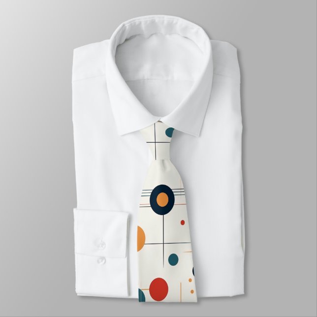 Mid Century Geometric Pattern Tie (Tied)