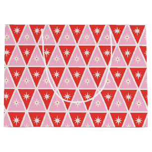 Mid-Century Geometric Pink and Red Large Gift Bag