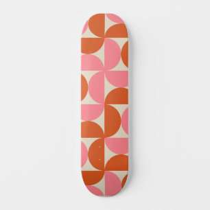 Mid century  Geometric Pink Orange Half Circles  Skateboard