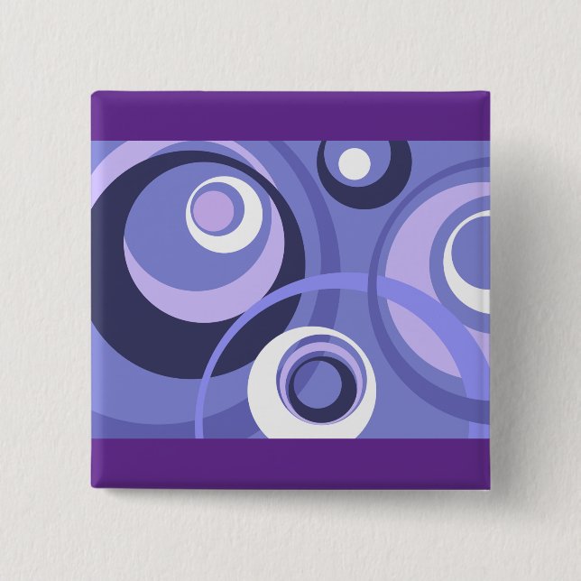 Mid-Century Geometric Purple Circles Abstract 15 Cm Square Badge (Front)