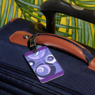 Mid-Century Geometric Purple Circles Abstract Luggage Tag