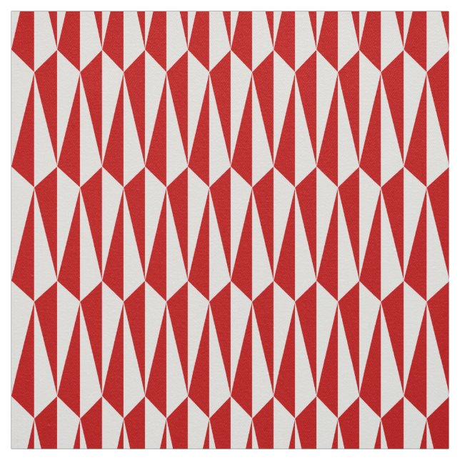 Mid-Century geometric, red and white Fabric (Swatch)