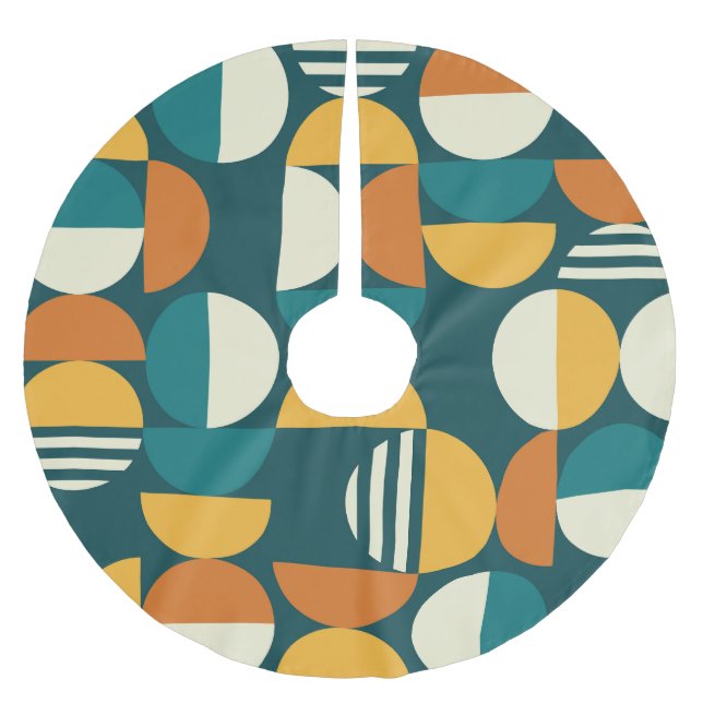 Mid-Century Geometric: Retro Minimalist Design. Brushed Polyester Tree Skirt (Front)