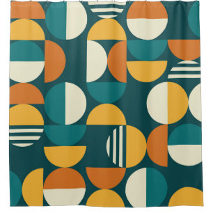 Mid-Century Geometric: Retro Minimalist Design. Shower Curtain