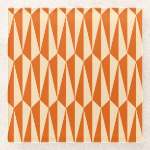 Mid-Century geometric, shades of orange Glass Coaster