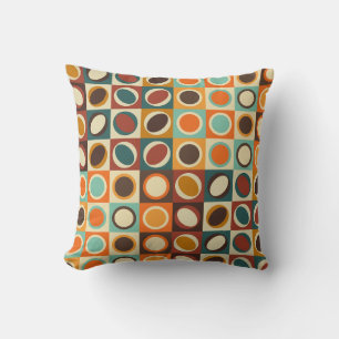 Mid Century Geometric Shapes in Retro Colors Cushion