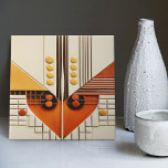 Mid-Century Geometric Symmetry Art Deco Ceramic Tile<br><div class="desc">This exquisite mid-century modern ceramic tile is a loving homage to the time-honoured Arts and Crafts movement. Expertly crafted in our Barcelona workshop, it features abstract symmetrical shapes and imitates the captivating allure of mid-century modern faux relief tiles. The symmetrical designs echo a harmonious balance, the ideal expression of abstract...</div>