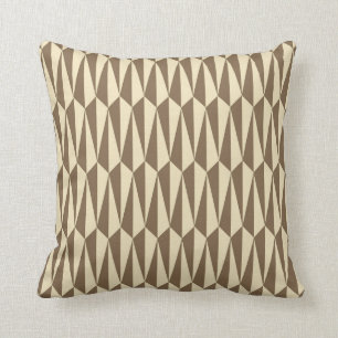 Mid-Century geometric, taupe and beige Cushion