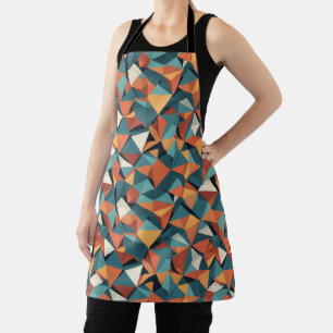 Mid-Century Geometric Teal & Orange Pattern Apron