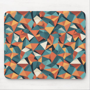 Mid-Century Geometric Teal & Orange Pattern Mouse Pad