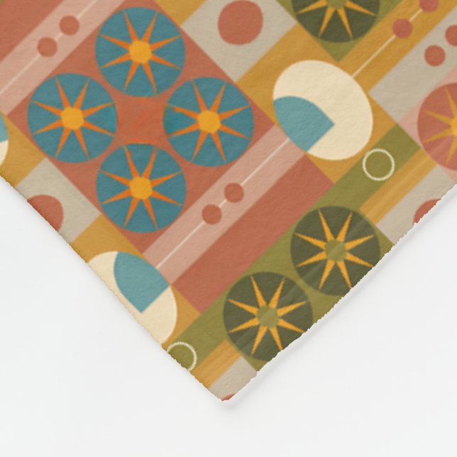 Mid-Century  Geometry, Retro Seamless Pattern Fleece Blanket (Corner)