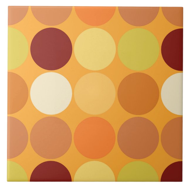 Mid-Century Giant Dots, Mustard Gold and Brown Ceramic Tile (Front)