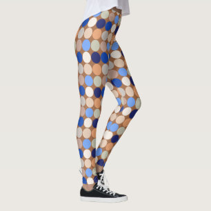 Mid-Century Giant Dots, Taupe, Beige and Blue Leggings