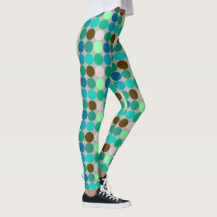 Mid-Century Giant Dots, Turquoise and Grey Leggings