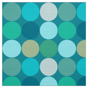 Mid-Century Giant Dots, Turquoise, Aqua &  Beige Fabric