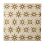 Mid-Century Gold Starburst Pattern Ceramic Tile<br><div class="desc">Mid-century modern inspired design featuring vintage pattern of retro gold starbursts on a beige background. Simple, clean modern design. Create your own custom pattern by uploading a new image, or use the "contact this designer" button for help. To create your own patterned design: 1. Select personalise this template. 2. Replace...</div>