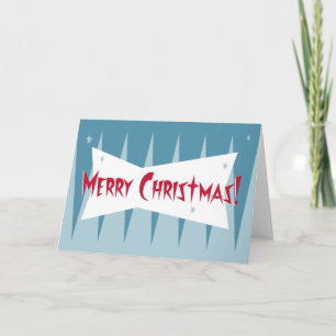 Mid-Century Googie Christmas Card: Blue Holiday Card