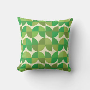 Mid Century Green Abstract Shapes Cushion