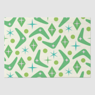 Mid Century Green Boomerangs with Starbursts Tissue Paper