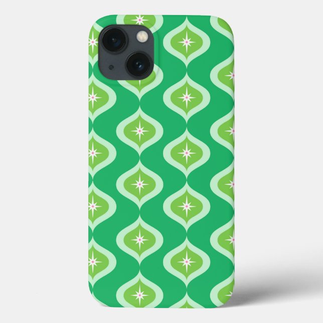 Mid Century Green Ogee Geometric Christmas Case-Mate iPhone Case (Back)