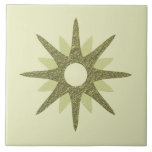 Mid-Century Green Starburst | Large Ceramic Tile<br><div class="desc">Mid-century modern inspired design featuring a single vintage retro green starburst on a lighter green background. Simple, clean modern design. Create your own custom tile by uploading a new image, or use the "message" button to contact the designer for help. To create your own design: 1. Select personalise this template....</div>