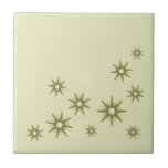 Mid-Century Green Starbursts Ceramic Tile<br><div class="desc">Mid-century modern inspired design featuring vintage retro green starbursts in an organic design on a lighter green background. Simple,  clean modern design.</div>