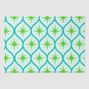 Mid Century Green Starbursts on Ovals Pattern Tissue Paper