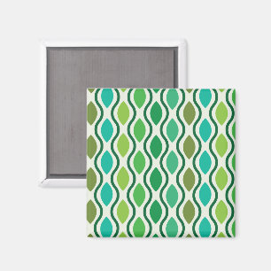 Mid Century Green Teal Geometric Ogee Ovals Magnet