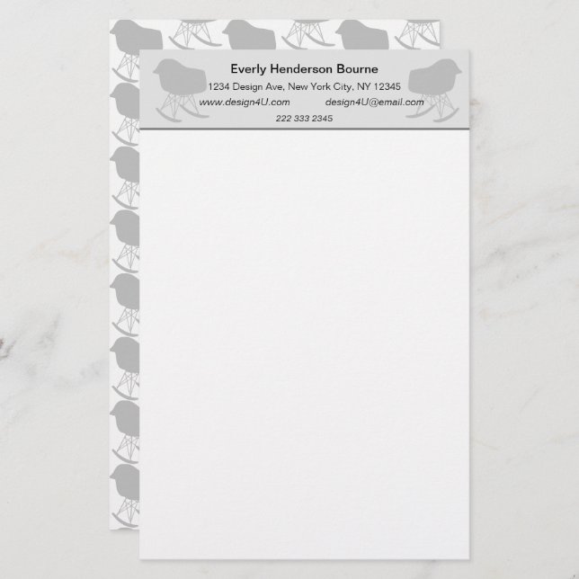 Mid-Century Grey Pattern Chair Silhouette (Front/Back)