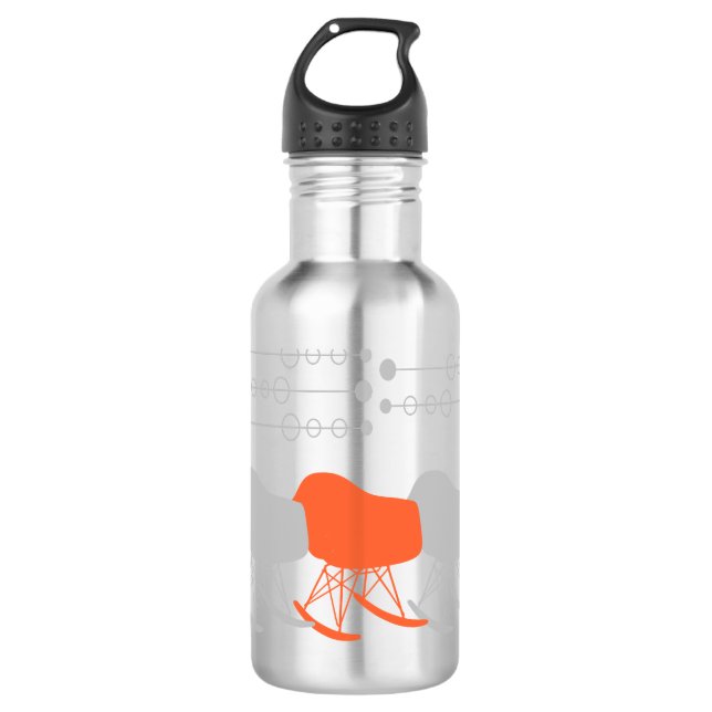Mid-Century Grey Pattern Chair Silhouette 710 Ml Water Bottle (Front)