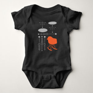 Mid-Century Grey Pattern Chair Silhouette Baby Bodysuit