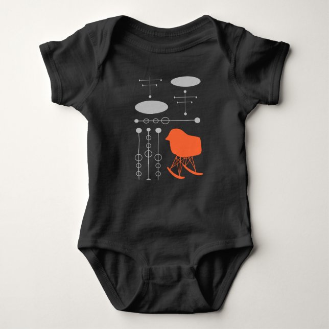 Mid-Century Grey Pattern Chair Silhouette Baby Bodysuit (Front)