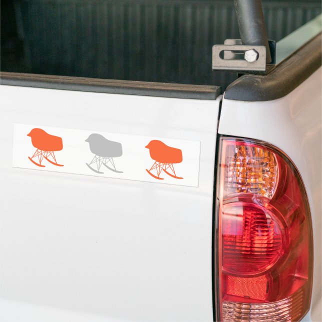 Mid-Century Grey Pattern Chair Silhouette Bumper Sticker (On Truck)