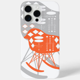 Mid-Century Grey Pattern Chair Silhouette iPhone 15 Pro Max Case