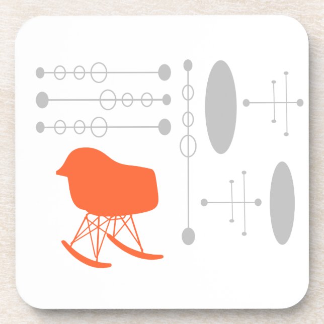 Mid-Century Grey Pattern Chair Silhouette Coaster (Front)