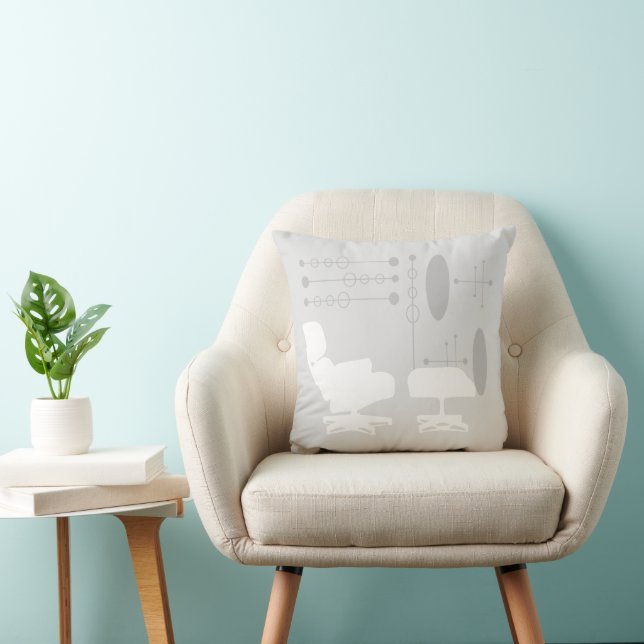 Mid-Century Grey Pattern Chair Silhouette Cushion (Chair)