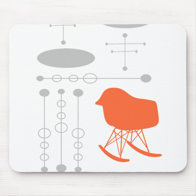 Mid-Century Grey Pattern Chair Silhouette Mouse Pad (Front)