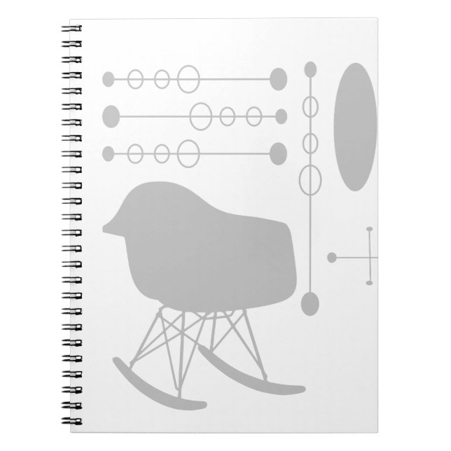 Mid-Century Grey Pattern Chair Silhouette Notebook (Front)