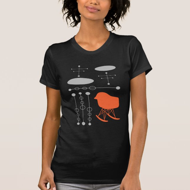 Mid-Century Grey Pattern Chair Silhouette T-Shirt (Front)