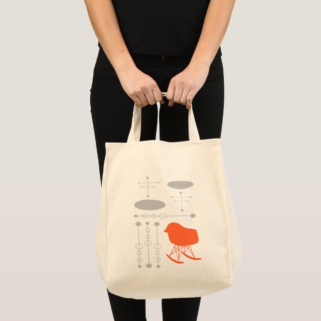 Mid-Century Grey Pattern Chair Silhouette Tote Bag (Front (Product))