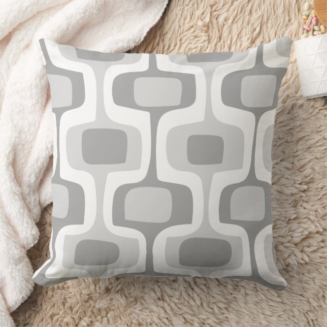 Mid-Century Grey Yellow Connect Box Retro Pattern Cushion (Blanket)