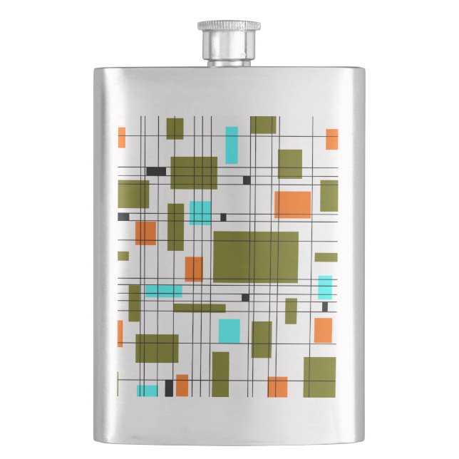 Mid Century Grid Hip Flask (Front)