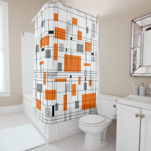 Mid Century Grid Shower Curtain