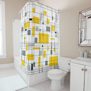 Mid Century Grid Shower Curtain
