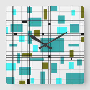Mid Century Grid Square Wall Clock